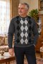 Men's Diamond Patterned Crew Neck Knit Sweater