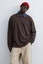 Men's loose-fit crew neck sweatshirt - coffee