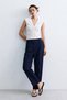 Women's Carrot Fabric Trousers - Navy Blue