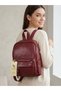 4-Compartment Black Leather Women's Backpack with Adjustable Straps – Daily Use