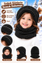 Pinecone Kids' Hooded Plush Beanie, Scarf, Fleece, Welsoft Fleece Neck Warmer, Windproof Hat