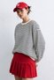 Women's Striped Oversize Sweatshirt - Navy Blue
