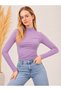 Women's Stretch Fabric Long-Sleeve Bodysuit, Lilac