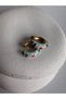 Light Blue Mini Hoop Earrings with Floral Print (2 cm) - 2