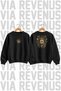 Wide-Fit Crew Neck 100% Cotton Basic Sweatshirt with Shaman Motif Print
