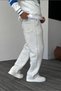 Men's Essentials Printed Baggy 3-Ply Brushed Inside Loose Fit Wide-Leg Gray Winter Sweatpants RF0706 - 5