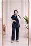 Banugül Elastic-Waist Cupra Vest Set—MF683 Navy Blue