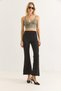 Black Suede Flared Pants, High-Waisted - 2