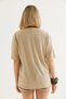 Cream Crew-Neck Basic T-Shirt, Cotton, Oversized, Drop-Shoulder - 4