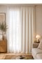 BURCIN Cracked White Sheer Curtain, Elegant and Timeless Design with a Textured Satin Finish