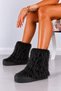 Nemrut Series Black Fur-Trimmed Women's Boots with Thick Soles