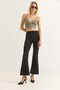 Black Suede Flared Pants, High-Waisted - 4
