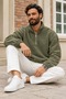 Men's Half-Zip Mock Neck Khaki Fleece - 4