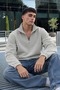 Men’s Mock Neck Zip-Up Casual Gray Fleece-Lined Shirt - 3