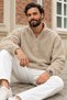 Men's Beige Fleece with a Mock Neck and Half-Zip - 3
