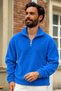 Men's Half-Zip Mock Neck Blue Fleece