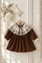 Girl's Lace-Collar Velvet Dress with Bow Detail – Vintage Special Occasion Birthday Dress