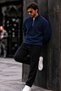 Men's Casual Navy Blue Fleece with Half-Zip for Everyday Wear - 4