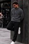 Men's Casual Half-Zip Charcoal Grey Fleece-Lined Pullover for Everyday Wear - 4