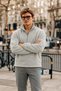 Men's Winter Gray Fleece-Lined Jacket with Half-Zip - 5