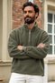 Men's Half-Zip Mock Neck Khaki Fleece - 6
