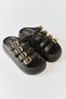 Black-Buckled Platform Sole Slippers, with Straps - 2