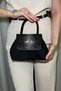 Women's Black Suede Beaded Clutch Bag and Shoulder Bag with Chain Strap—Stylish Evening Bag - 3