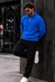 Men's Casual Half-Zip Blue Fleece Sweatshirt - 4