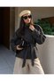High Collar Buttoned Cashmere Jacket