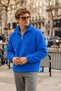 Men's Winter Blue Fleece Jacket with Half-Zip Closure - 2