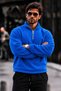 Men's Casual Half-Zip Blue Fleece Sweatshirt - 5