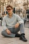 Men's Winter Gray Fleece-Lined Jacket with Half-Zip - 3