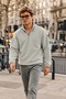 Men's Winter Gray Fleece-Lined Jacket with Half-Zip - 6