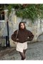 Women's Oversized Premium Melton Bomber Jacket with a Thick Mock Neck