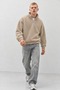 Men's Modern Beige Fleece-Lined Half-Zip - 3