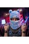 Blue and White Plush Bear-Eared Balaclava - Winter Fleece Face Mask and Neck Warmer Beanie - 2