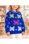 Girls' & Kids' Butterfly-Patterned Crew-Neck Stretch Knit Sweater - 8