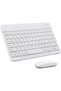 Ultra-Slim Bluetooth Keyboard and Mouse Combo Rechargeable Portable Wireless Keyboard Mouse Set for Apple iPad iPhone iOS 13 and Above Samsung Tablet Phone Smartphone Android Windows (White)
