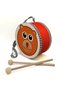 Children's Leather Drum with Bear Face Print (Ages 1–5) - Red