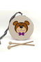 Children's Leather Drum with Bow-Tied Teddy Bear Print (Ages 1–5) - Blue - 2