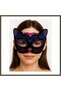 Cat Mask with Pink and Blue Glittery Embroidery on Black Velvet Lining, 20x13 cm BX