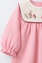 Pink Dress with an Embroidered Rabbit and a Bag for Girls - 3