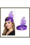 Purple-Fuzzy Retro Charlston Headband - '70s, '80s, '90s Party Headpiece BX