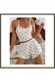 Women's White Polka Dot Lace Soft-Strap Pajama Set with Shorts 5267 BX