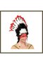 Large Black-and-Red Native American Headdress with White Feathers BX