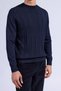 Navy Blue Regular Fit Half Turtleneck Rayon Sweater - 3