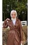 Women's Waist Tie Balloon Sleeve Leather Trench - 2
