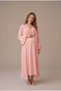 Women's Powder-Colored Double-Breasted Wrap Neckline Long-Sleeve Nursing-Friendly Maternity Nightgown Set with Robe - 2