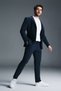 Navy Blue Slim Fit Mono Collar Suit - 3