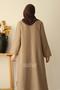 Sahra Women's 100% Cotton Muslin Umrah and Hajj Two-Piece Set in taupe color - 6